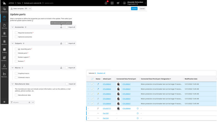 foto actualizar componentes y artículos EPLAN Collaboration Apps