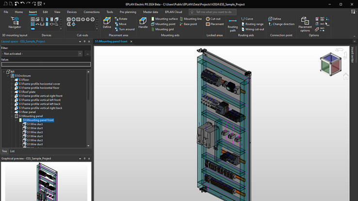 Control cabinet planning in 3D Control cabinet planning in 3D: Navigation cube, automatic removal of gaps between components